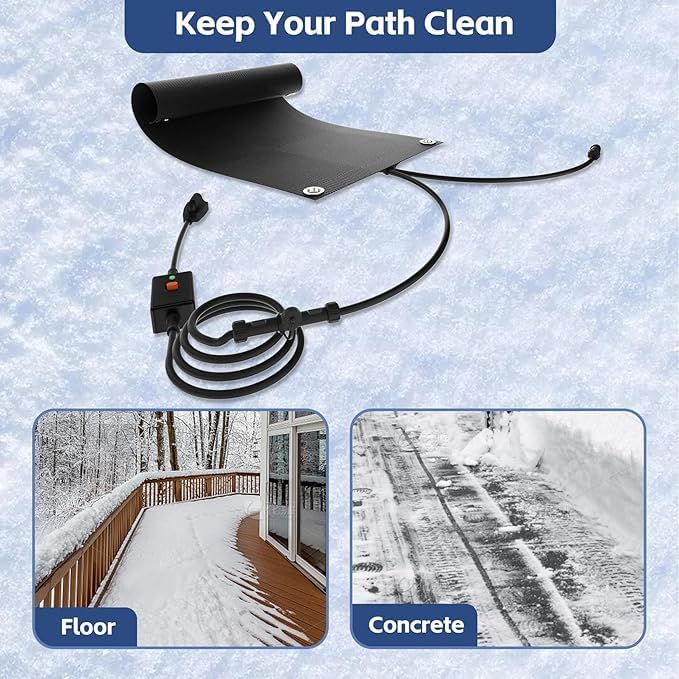 NexiPro Snow Melting Mats, Heated Outdoor Mats for Walkways, Electric Snow Melting Mats for Decks and Sidewalks, Trusted No-Slip Snow and Ice Melt Heated Sidewalk Mat (10 x 30) 4PCS - Image 4